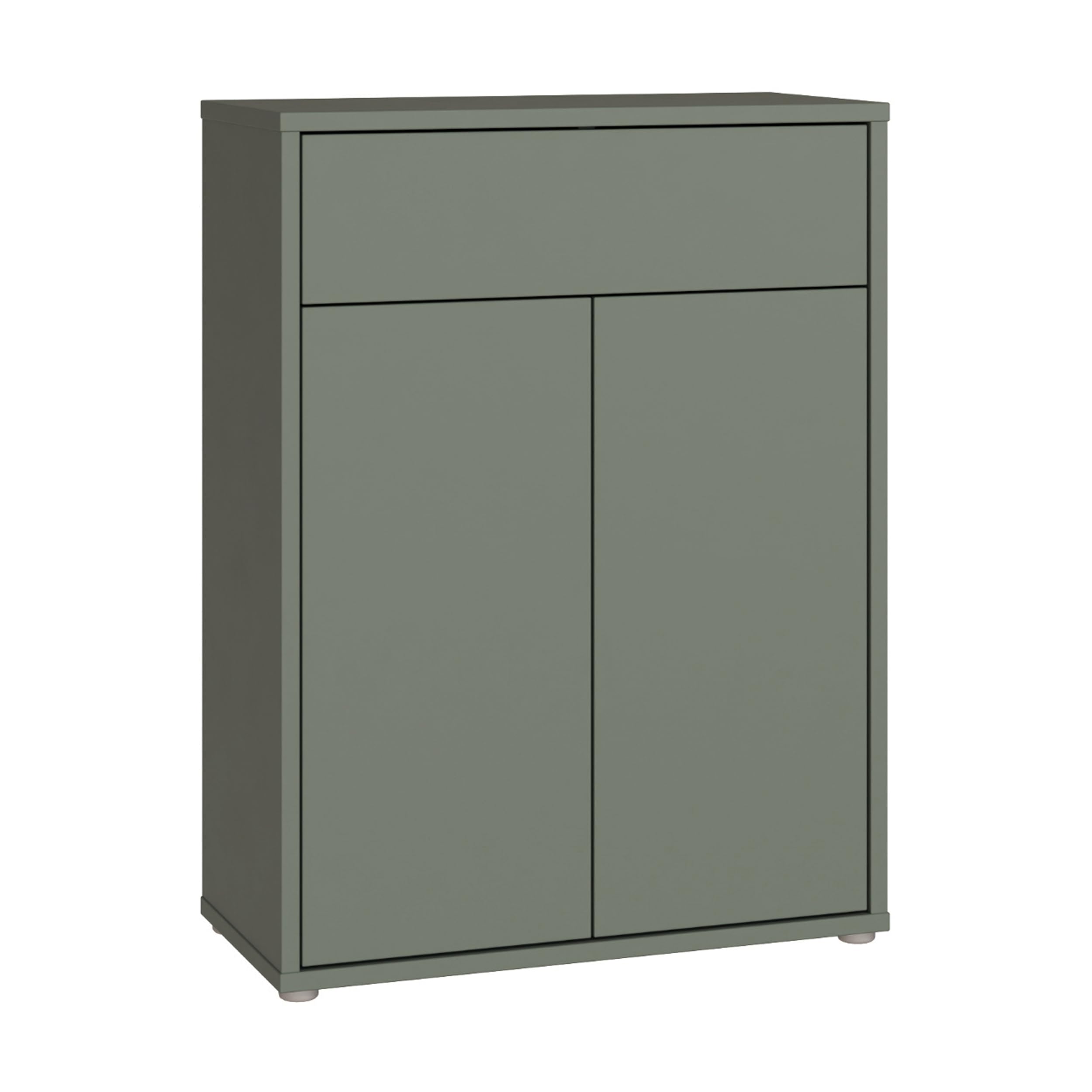 Forte Alice Springs Schuhschrank 70 80, modern-minimalistisch, 2-türig, 1 Schublade, Holzwerkstoff, Salbei, 74,5 cm breit x 99,1 cm hoch x 34,9 cm tief