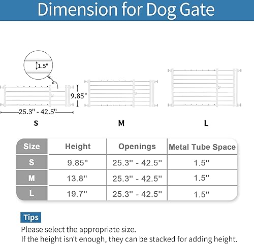 Miniatura 6 de Yoochee Puerta corta de metal para perro, 25.3 a 42.5 pulgadas de ancho, diseño de puerta pequeña y expandible y montaje a presión, ajustable para