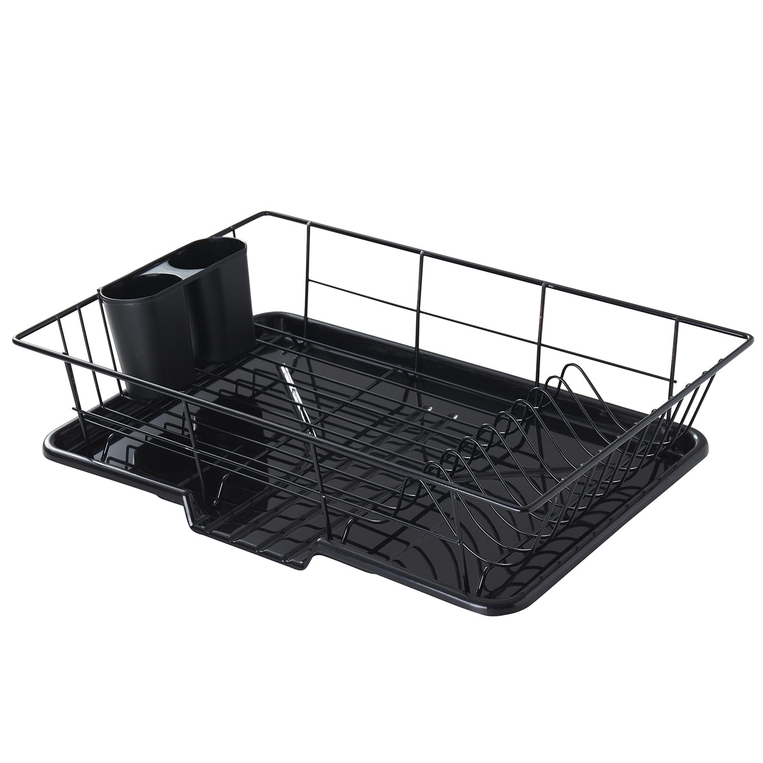 Sweet Home Collection Space-Saving 3-Piece Dish Drainer Set with Cutlery Holder and 12" x 18" Cutting Board - Maximize Countertop Space image 2
