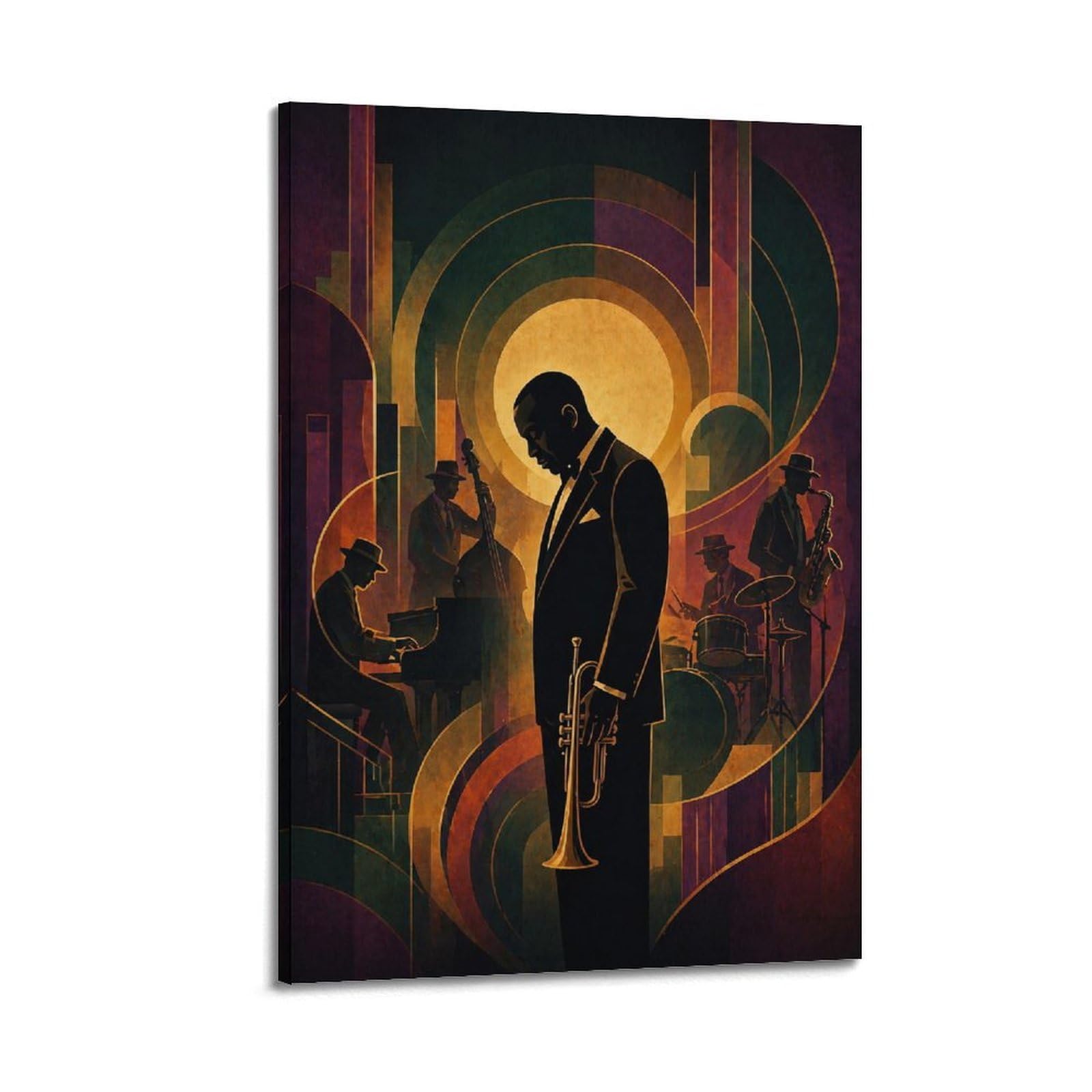 Okngb Frame-Style Vintage Harlem Music Poster Jazz Legendary Trumpeter Decorative Painting Canvas Art Picture 20X30inch(50X75cm)