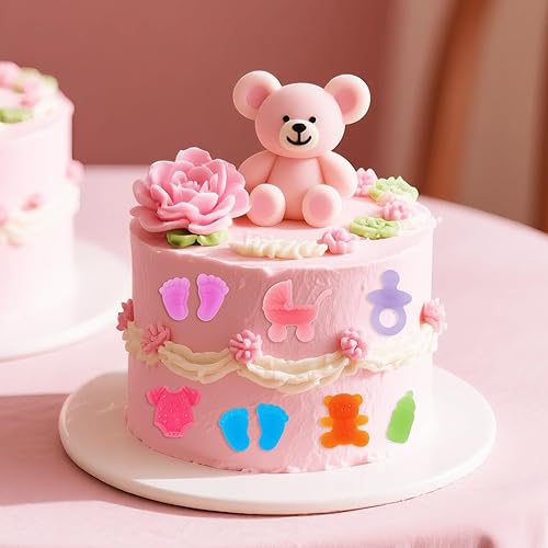 Miniatura 6 de Paquete de 2 moldes de chocolate para baby shower, moldes de silicona para dulces para bebés con pies de una sola pieza, cunas para chupete, botella