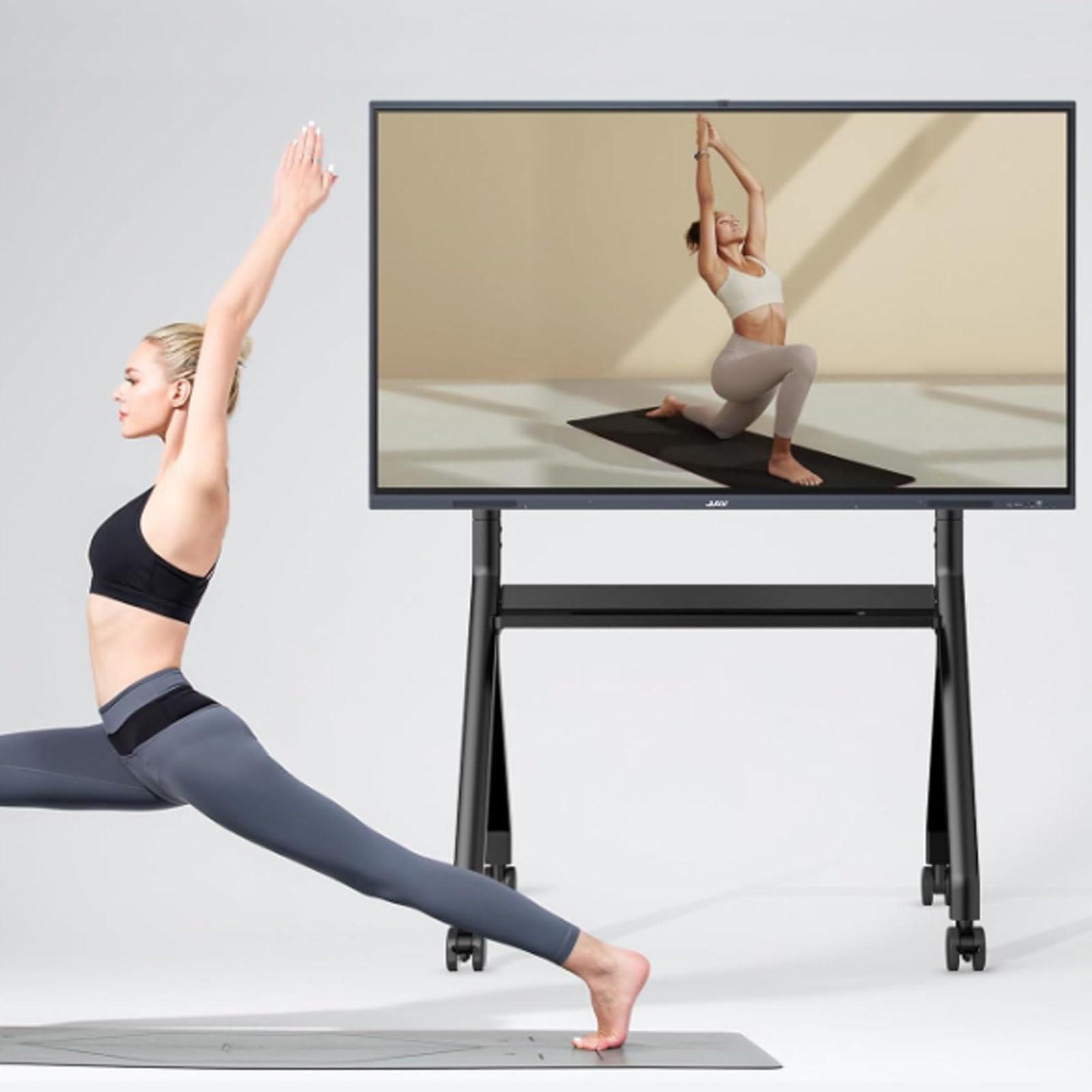 DFGHNBVC Heavy-Duty Rolling Tv Stand With Adjustable Height, Silent Wheels, And Brakes For Mobile Tv Placement And Secure Viewing,55~120In