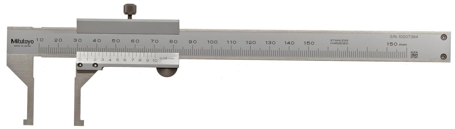 Mitutoyo 536-142 Vernier Caliper, Stainless Steel, Nib Style Jaw, Inch/Metric, 0.4-8" Range, +/-.0047" Accuracy, 0.0005" Resolution