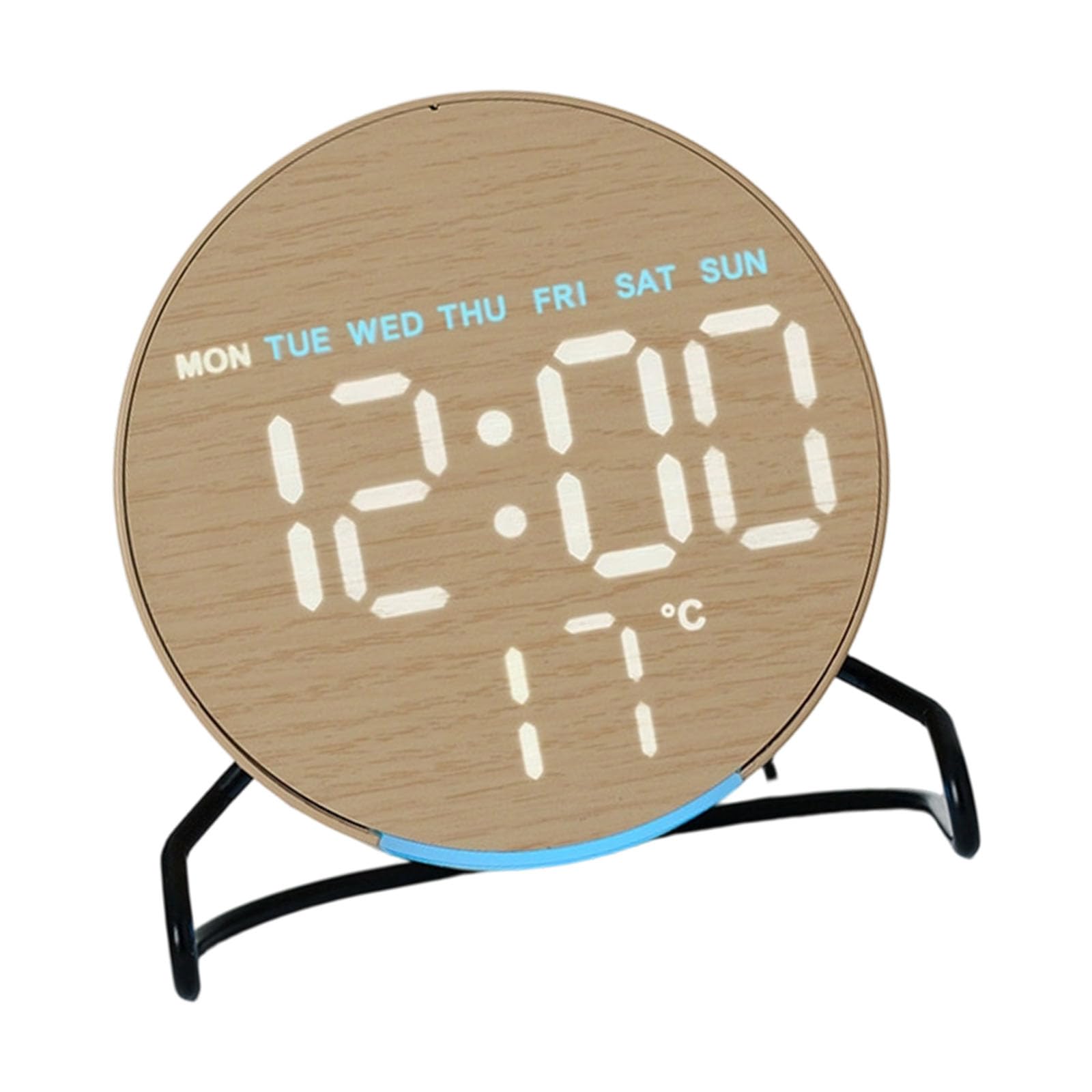 yanzunlrn Wooden Grains LED Digital Clock with 2 Alarms Ambients Night Light Brightness Temperature Display Timer Digital Alarm Clock