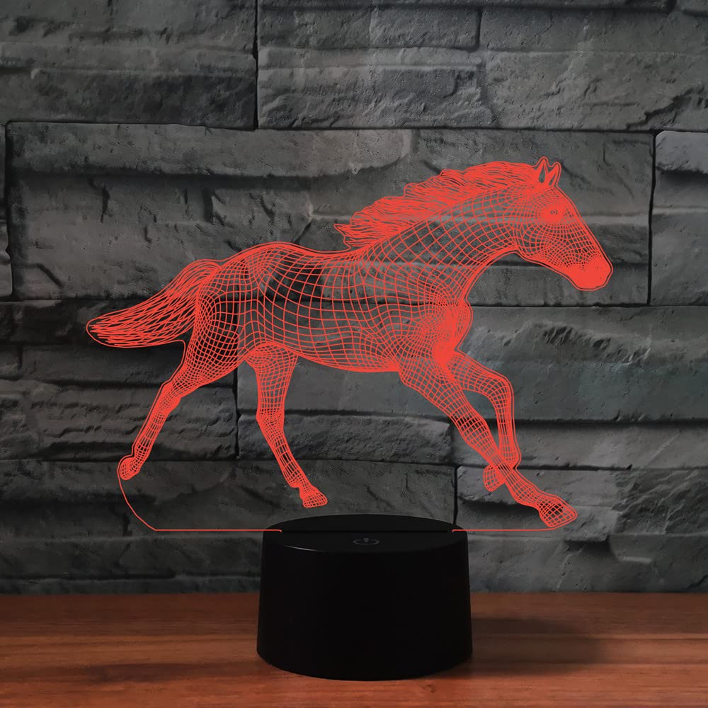 Lampe De Chevet 3D En Forme De Cheval Avec Télécommande 16