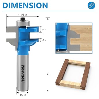 Ogee Rail and Stile Router Bit Set, Newdeli 1/2 Shank Tungsten Cabinet Edged Door Router Bit, Raised Panel Milling Cutter Tools, for Doors, Frames, Cabinets and More