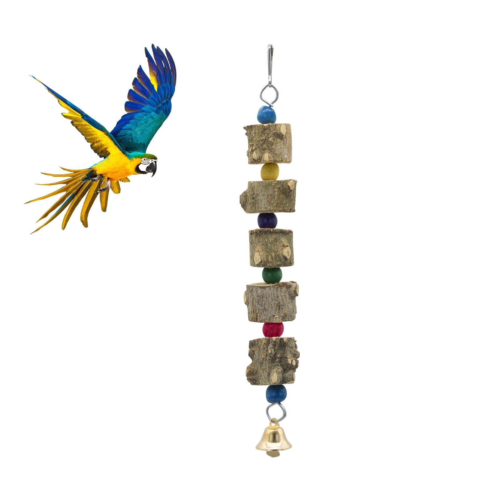 WishLotus Bird Toys, 5 Layer Natural Wood Parrot Toys with Bell, Colourful Beads Cockatiel Toys for Small Medium Parrot, Bird Toys for Parakeets Parrots Cockatiel Lovebirds Budgies (A)