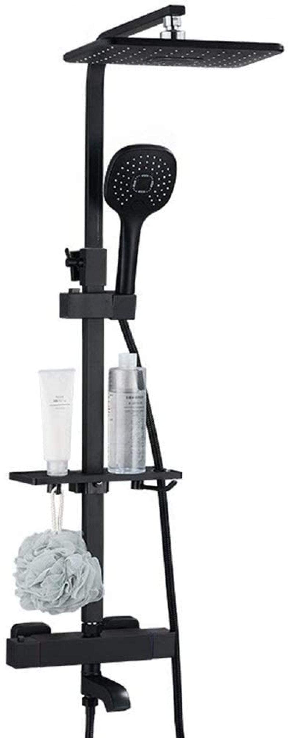 Système de douche thermostatique noir 20 cm avec robinet en laiton