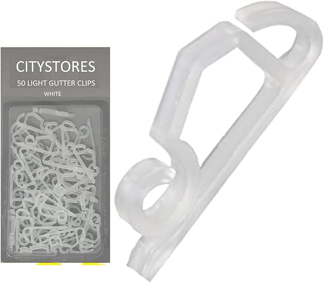 Black White Clear Gutter Hooks Gutter Clips Gutter Hooks for Outdoor Lights Fairy Light Clips Xmas String Lights Hangers Black White Clear- Citystores (50, Clear)