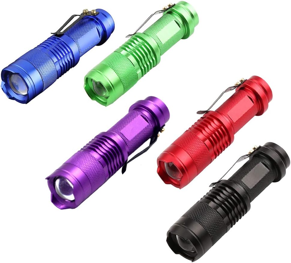 Multicolored Flashlight Pack: Red, Blue, Green, 395 UV, White LED