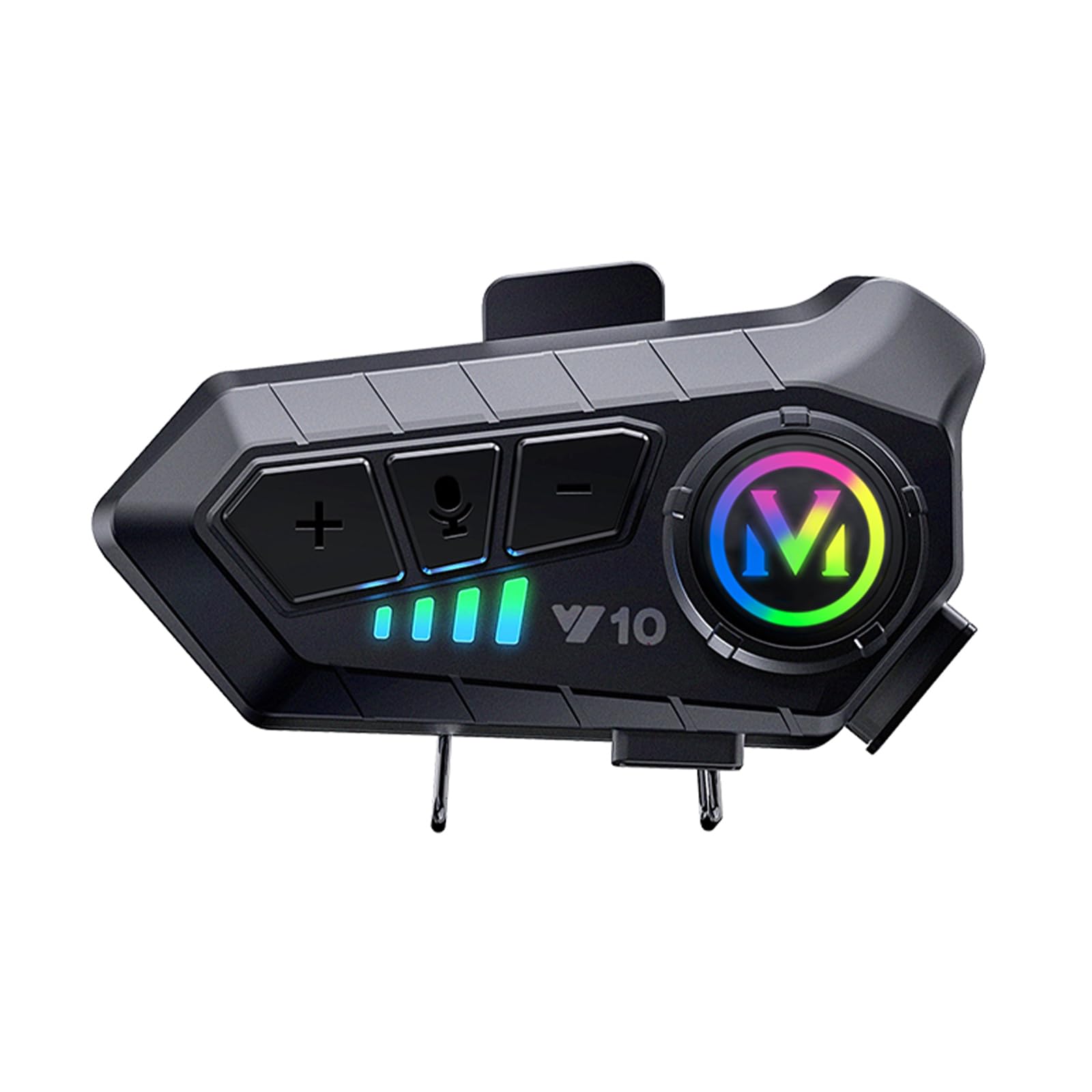 Docooler Y10 Motorcycle BT5.3 Intercom Headset Noise Cancellation Compatible with a Variety of Helmets, Black, Hard Mic