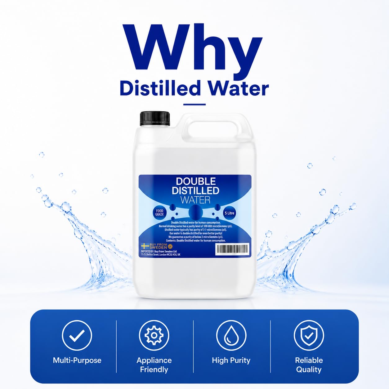 Doppelt destilliertes Wasser – 5 Liter