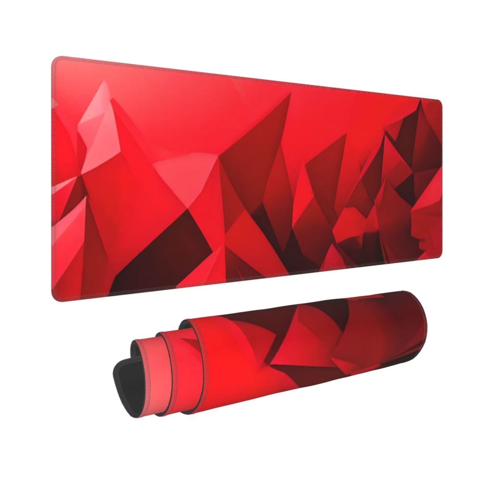 Tappetino Mouse, Tappetino Mouse Gaming Grande XXL 1500x800x3mm Tappetino Scrivania Mouse Pad, Base in Gomma Antiscivolo, Bordi Cuciti,Lavabile, Mousepad per Ufficio e Gaming (rosso) R-288
