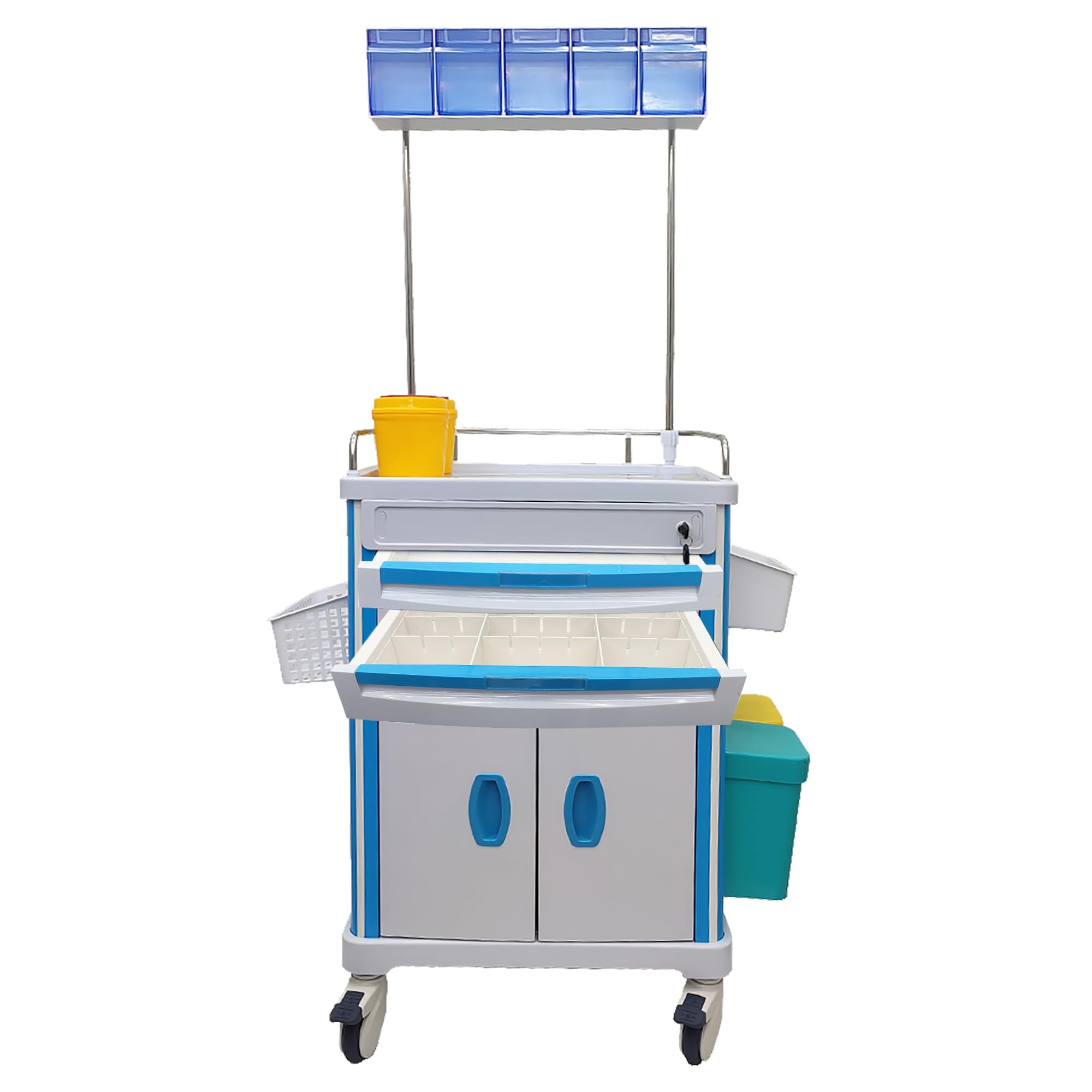 INTSUPERMAI Mobile Emergency Crash Cart Anesthesia Cart Mobile Emergency Crash Cart Anesthesia Trolley with Accessories for Hospitals Clinics Beauty Salons