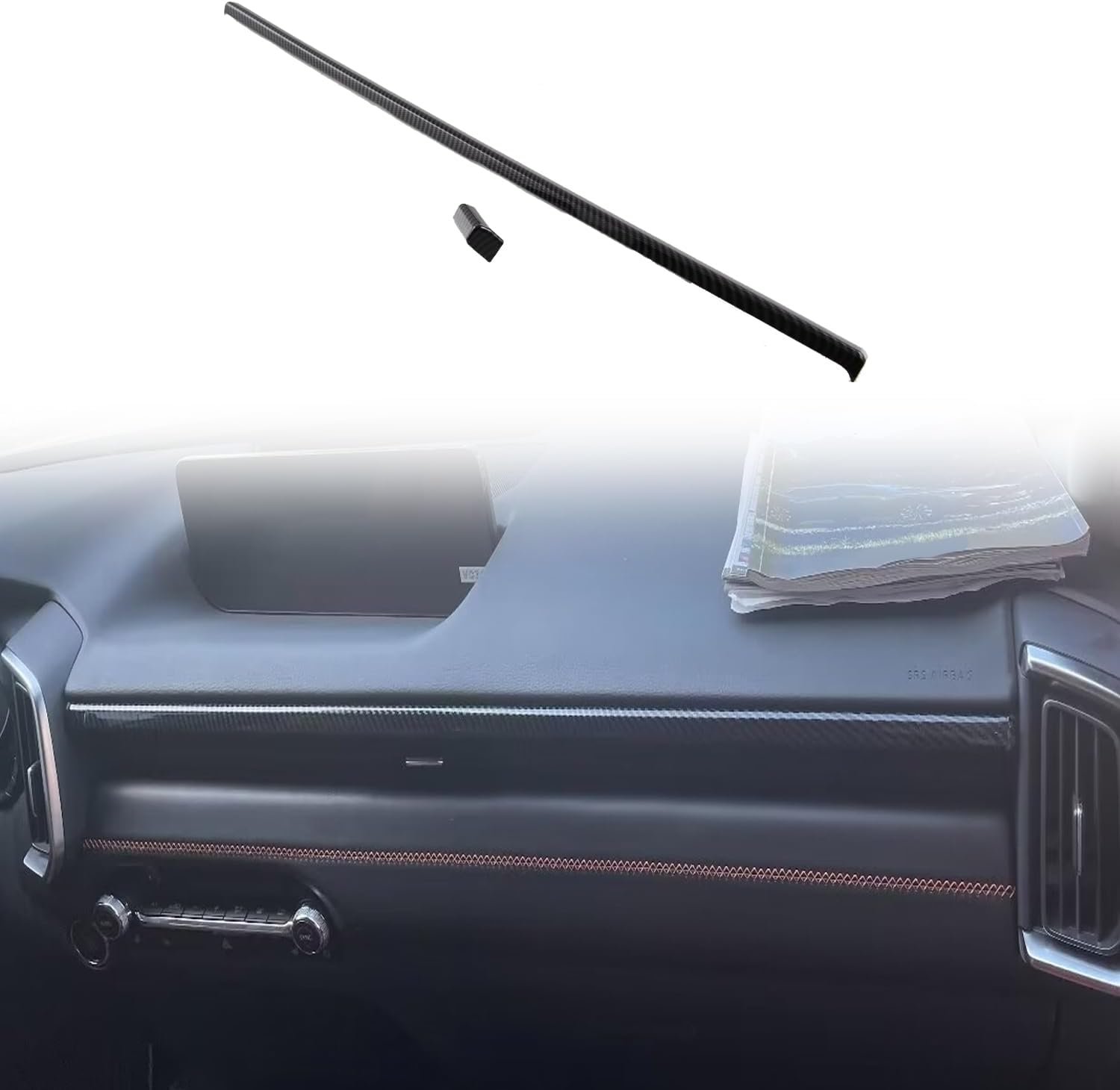 HIGH FLYING for Mazda CX50 CX-50 2023 2024 2025 Car Interior Accessories Center Console Dashboard Strip Cover Trim Carbon Fiber Style ABS 2pcs