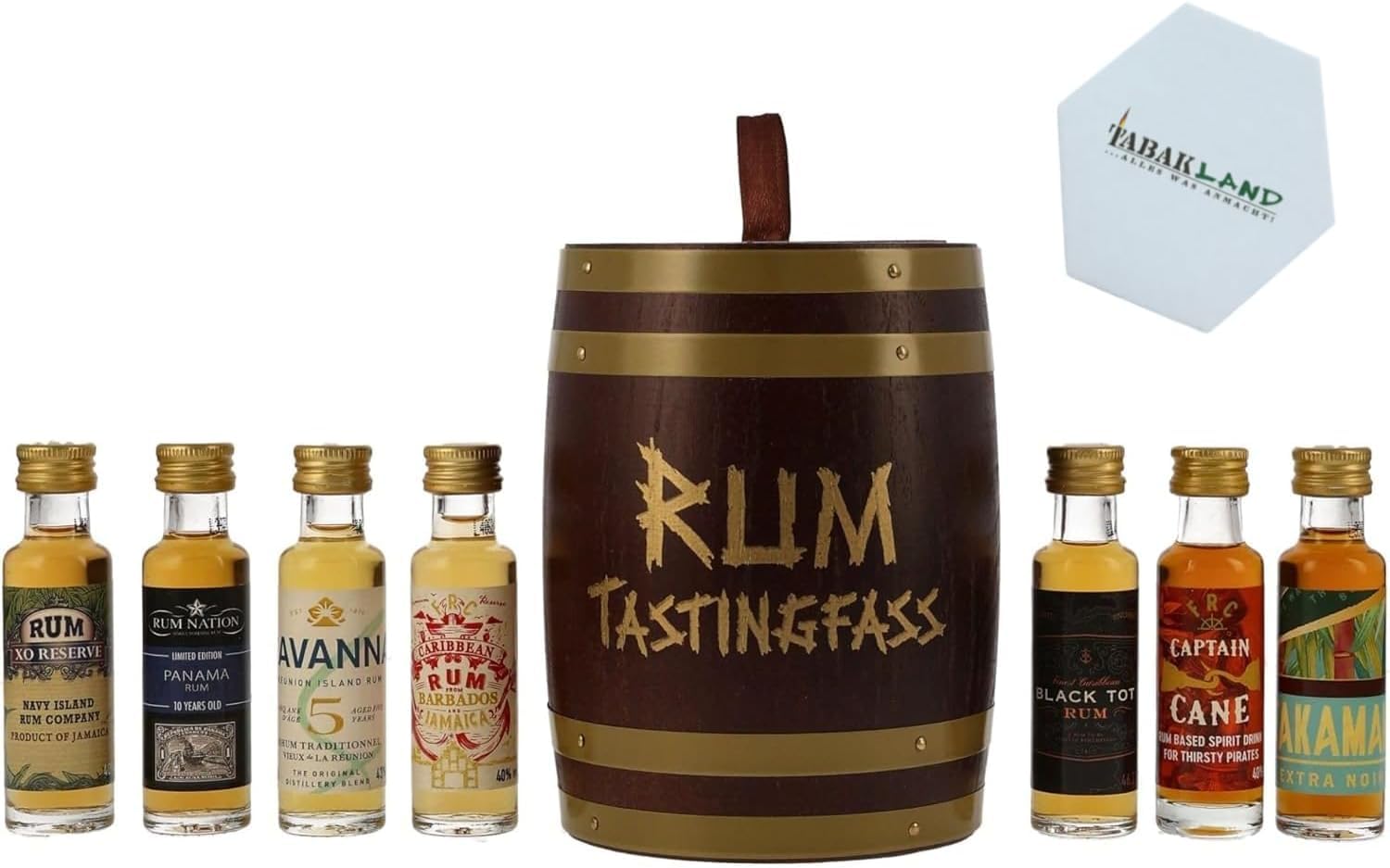 Rum Tasting Fass "Ich liebe Rum" 7 x 20 ml Ø41.7%% Vol.