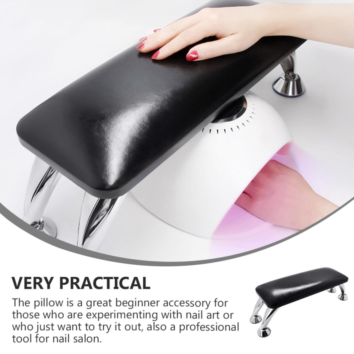 Cuscino Pratico Microfibra in Manicure Nero Poggiamano e Accessorio Resistente, Protegge Dalla Polvere Tavolo Salone Unghie e Uso Personale