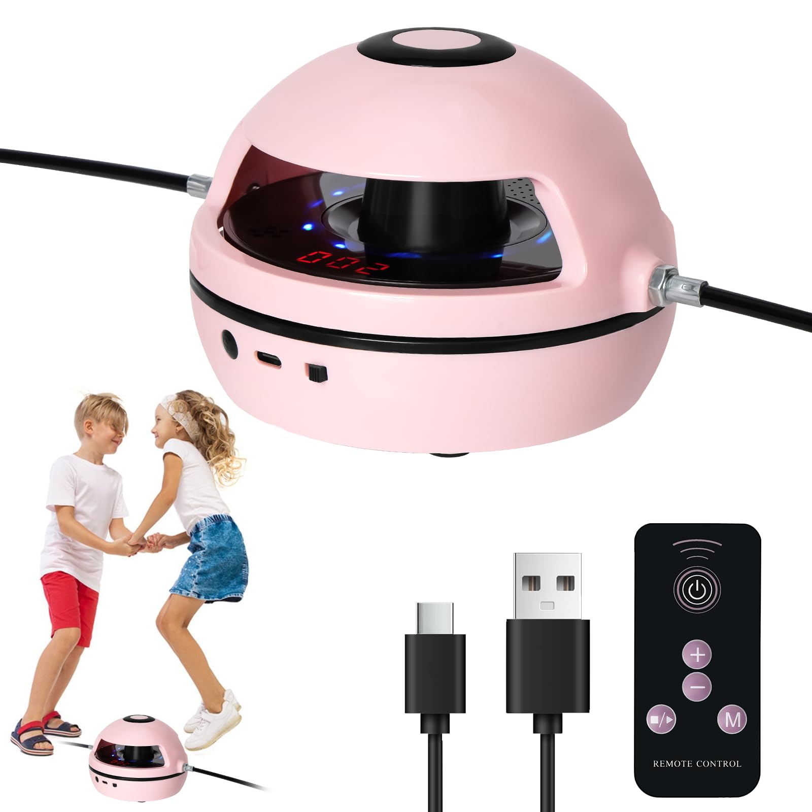 Corde à Sauter Électronique, Machine à Corde à Sauter avec Télécommande, avec 10 Niveaux de Vitesse, Compteur à Affichage LED, Musique Bluetooth, Appareil D'entraînement pour