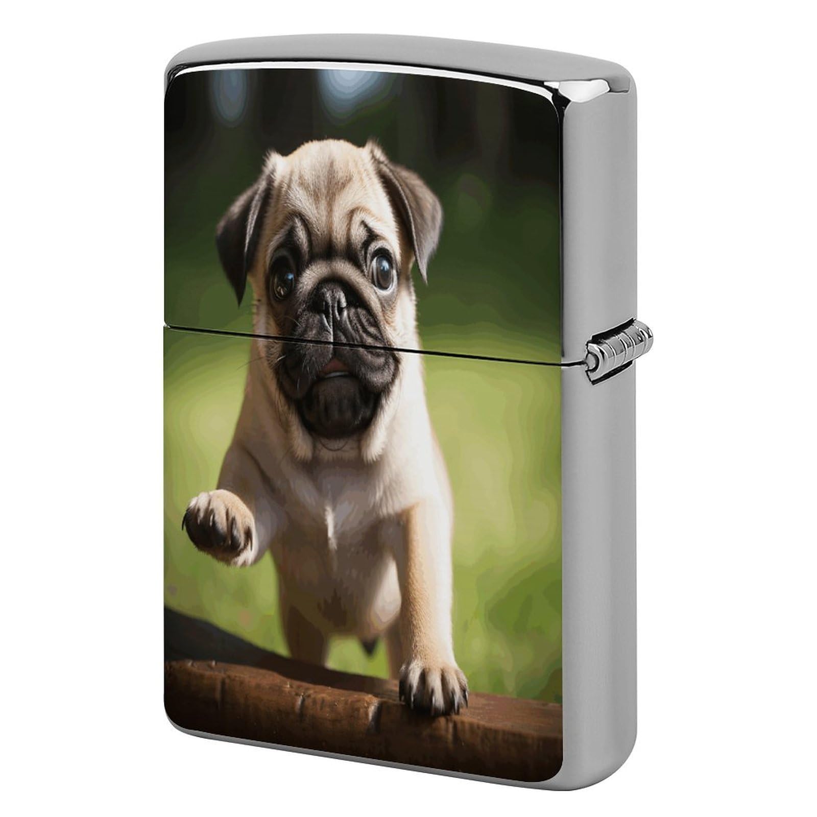 Fekiloot Style Pug Puppies Lighter Case Cover Metal Lighter Case