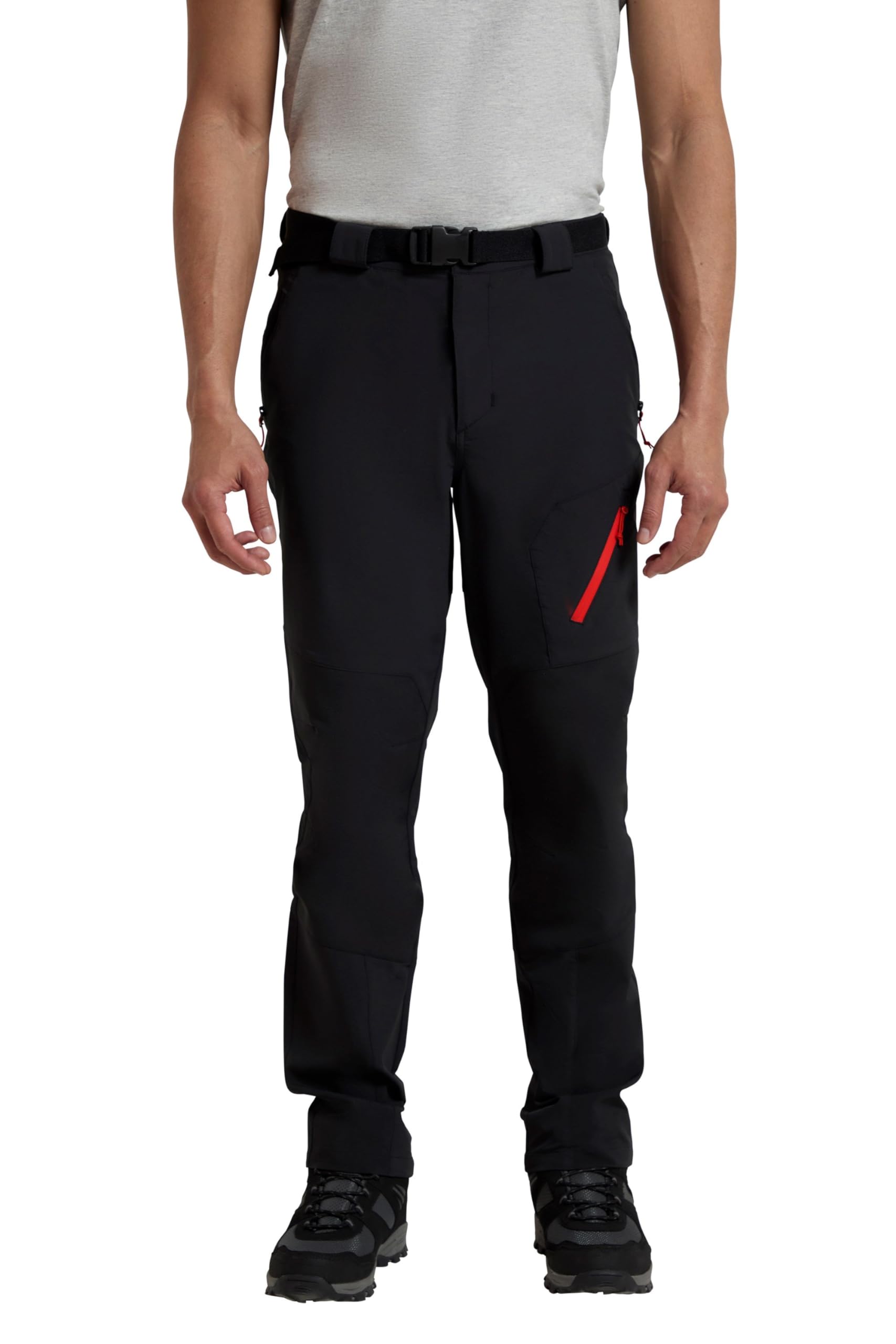 Mountain Warehouse Mens Trekking Trousers - Hiking Pants, Water Resistant, 4-Way-Stretch, Reinforced Fabric, UPF 50+ - Spring Summer, Camping, Outdoors Black W34