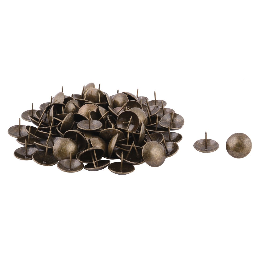 Ruilogod Metalowy dom okrągły meble łóżko pinezka pinezka 3cm Dia 100 sztuk Brązowy ton
