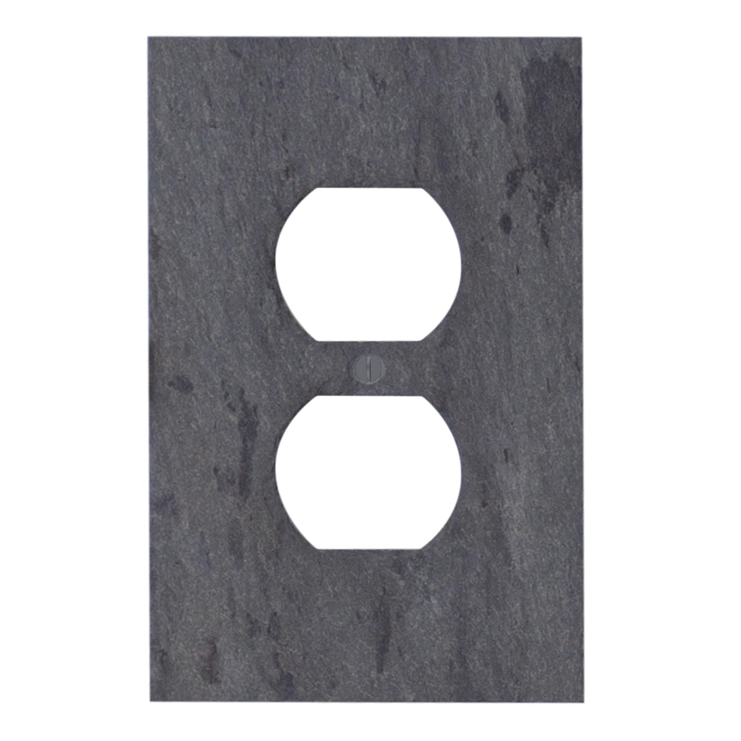 Electrical SWITCH HITS Outlet Wall Plate 1 Duplex | Single Outlet Cover Receptacle Plug Face Plate | Decorative Vermont Slate Gray - Natural Earth