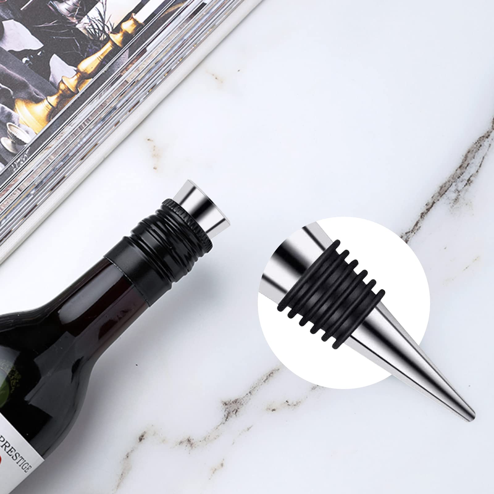 Tappi per bottiglie di vino e bevande in acciaio inox con sfera progettata per bottiglie di vino e bottiglie di vino affusolate per riporre oggetti fai da te (50)