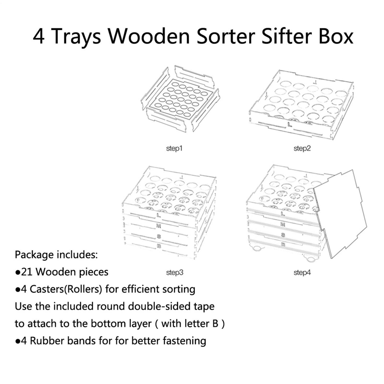 Genérico Wooden Building Bricks Sorter - Four Tray Storage Organizer Box