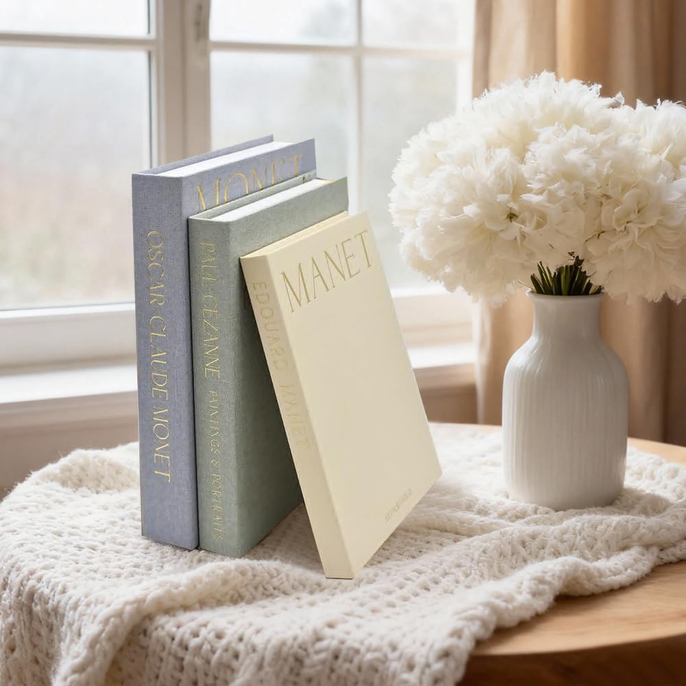 3 Pezzi Libri Decorativi Arredamento, Set di Libri Finti Decorativi Design, Libris Finti in Lino Scatola Portaoggetti con Chiusura Magnetica, Impilabile Libri Falsi per Casa Home Decor