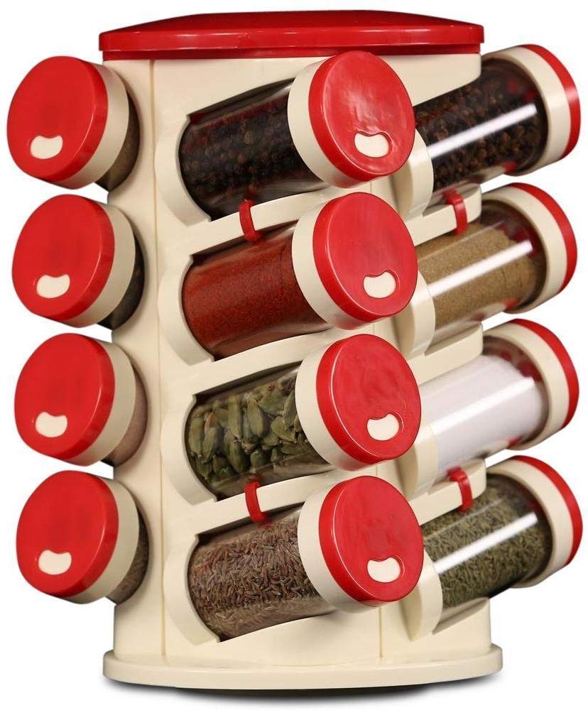 Revolving Spice Rack 16 in 1 Black (16Jar Spice Rack Set/Masala Rack