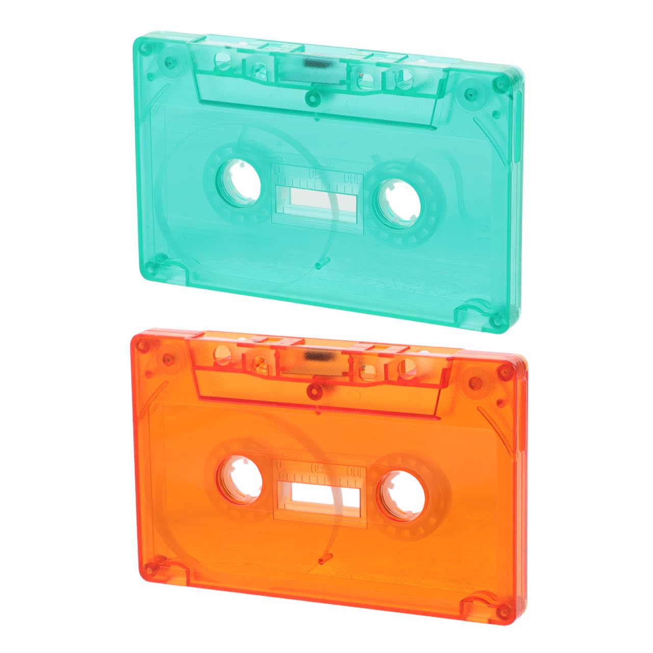Casetes Vírgenes con Cajas de Almacenamiento Transparentes Verde y Rojo para Audio DIY 2 Uds