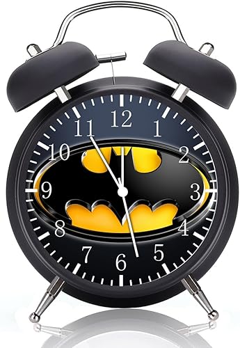 Reloj despertador de doble campana con luz nocturna bastante silencioso sin tictac, cara de cristal de 4 pulgadas, gran decoración para el hogar u