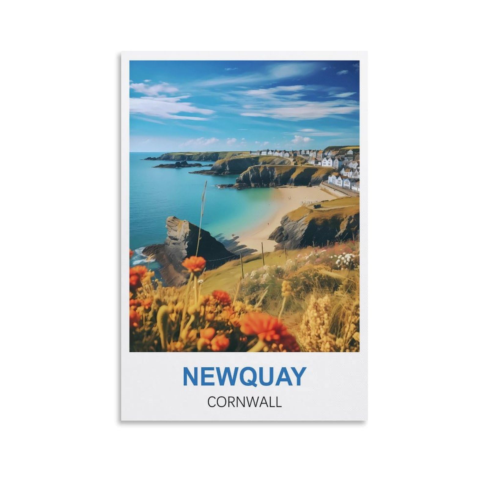 WGMDOEE Newquay Cornwall Vintage Travel Poster 08x12inch(20x30cm) Canvas Poster Living Room Wall Art Home Decor