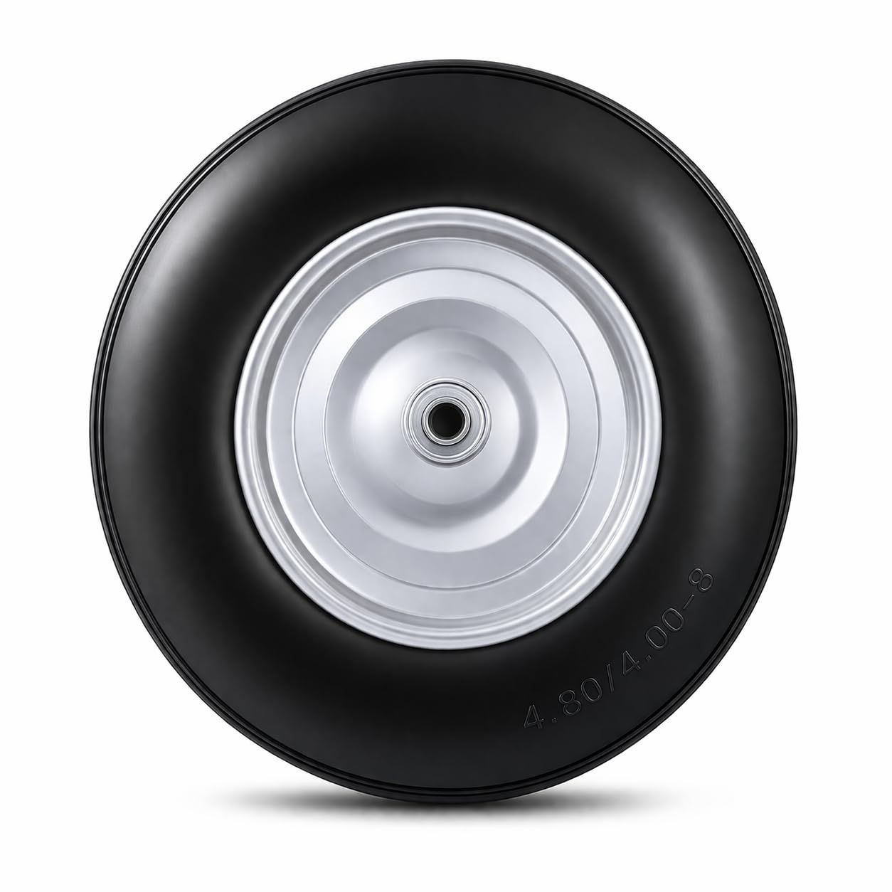 Schubkarrenrad Vollgummi 4.80/4 4.00-8 Rad pannensicher Schubkarrenreifen Achse (Schwarz)