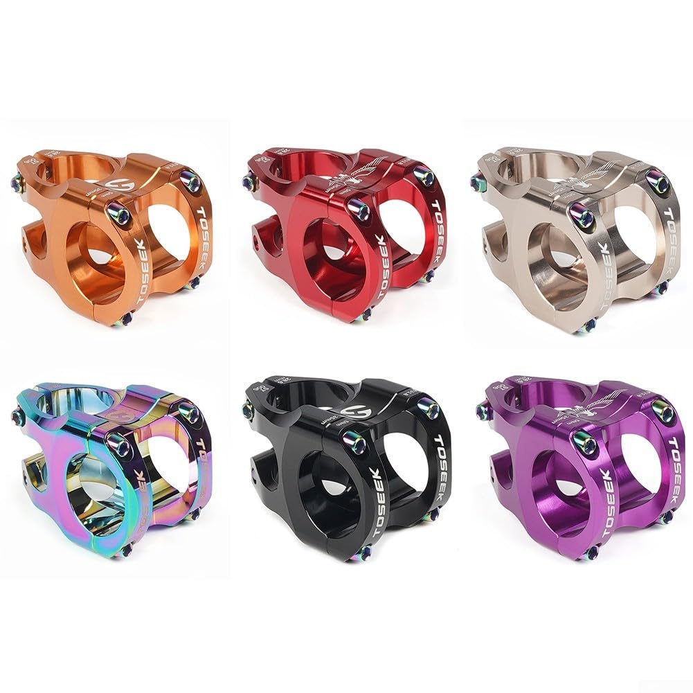 Attacco manubrio corto per bicicletta, 35 mm, CNC, attacco manubrio 31,8 mm, in lega di alluminio, per MTB e bici da strada, 1-1/8" per forcella DH AM Component (viola)