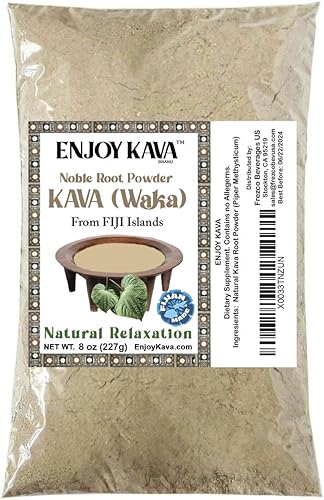 Enjoy Kava - Polvo de raíz de kava puro Noble 12 libra (8 onzas), alivio natural del estrés, ayuda al cuerpo a relajarse para mejorar el sueño,