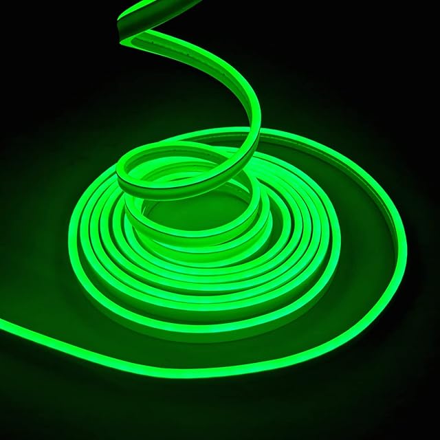 balabaxer Green Neon LED Strip Lights16.4 ft/5m 12V DC 600 SMD2835 LEDs Waterproof Rope Light for Indoor Outdoor Home Decoration  No Power Adapter