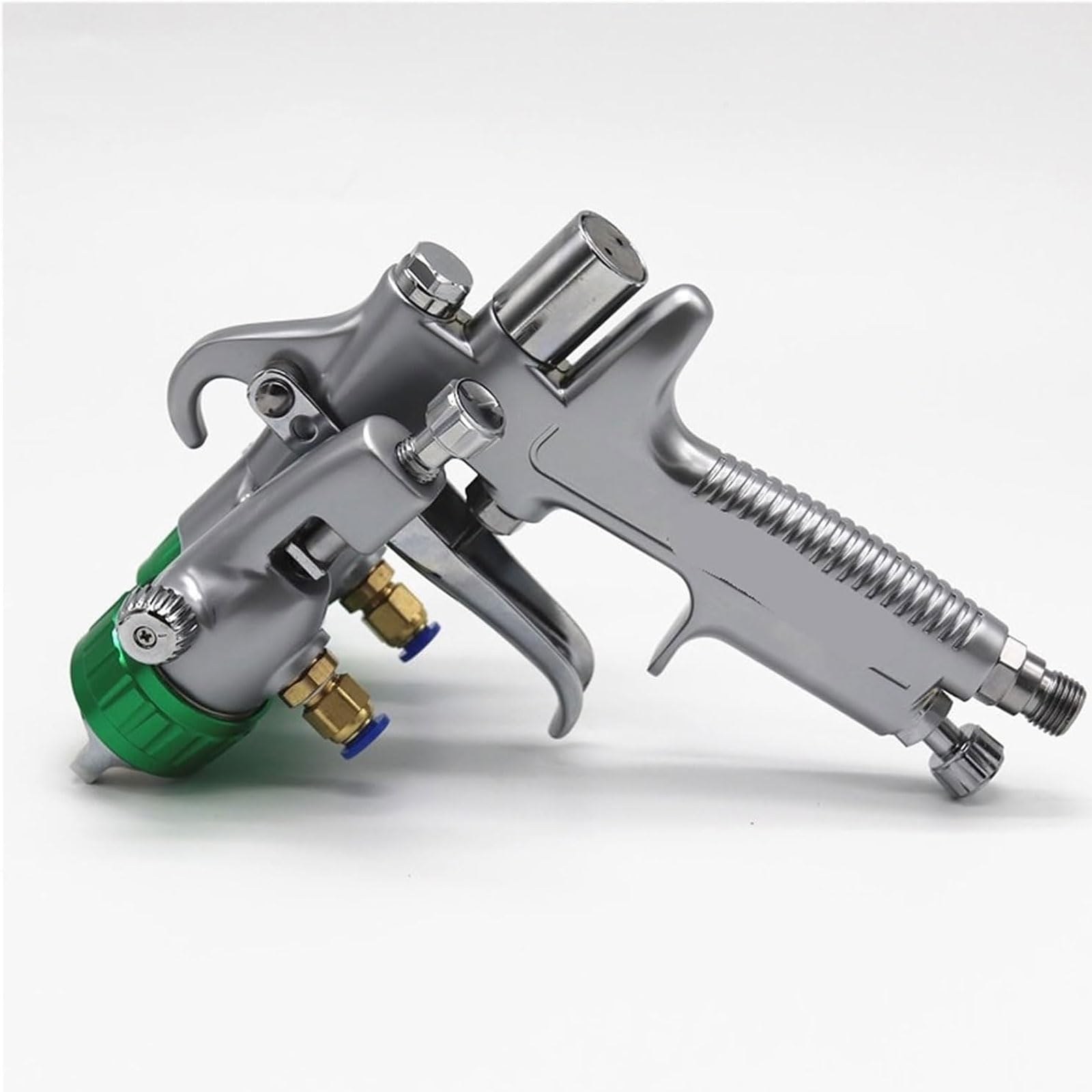 Pneumatische Lackierpistole 1200 U/min Doppeldüse 1,3 mm Druckzufuhr mit 2 x 1000 ml Töpfen 40cm Strahlbreite für Kfz-Umbau und Ausbesserung