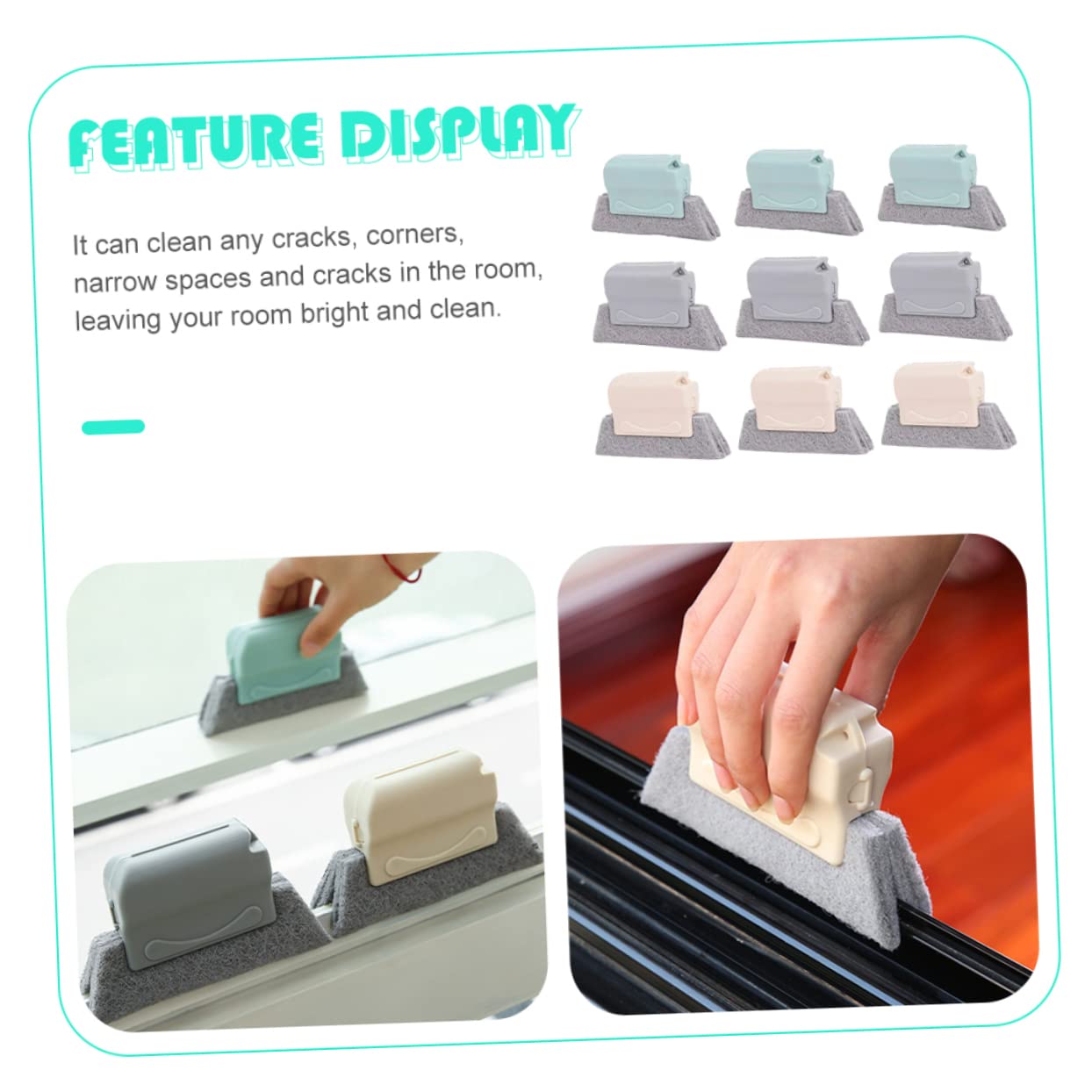 PACKOVE 2 Set Spazzole Per Fessure Finestre Spazzole Multifunzionali Per Scanalature E Facile E Spazi Stretti Materiale Resistente Con Antiscivolo Colori 9 Pezzi*2