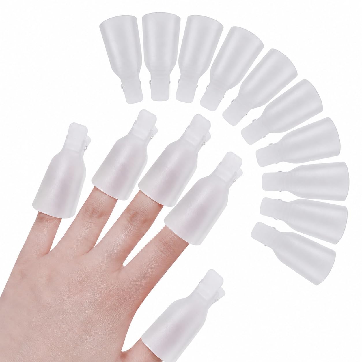 S.A.V.I Nail Polish Remover Clips Soak Off Caps Set of 10 | Reusable Acetone Wraps, UV Gel & Acrylic Use, Salon & Home Use, White Finger Covers, Manicure Tool-image-16