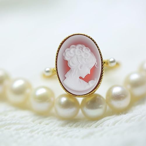 Miniatura 6 de Anillo clásico de camafeo vintage en plata de ley 925, anillos de camafeos de ágata victoriana ajustables para mujer