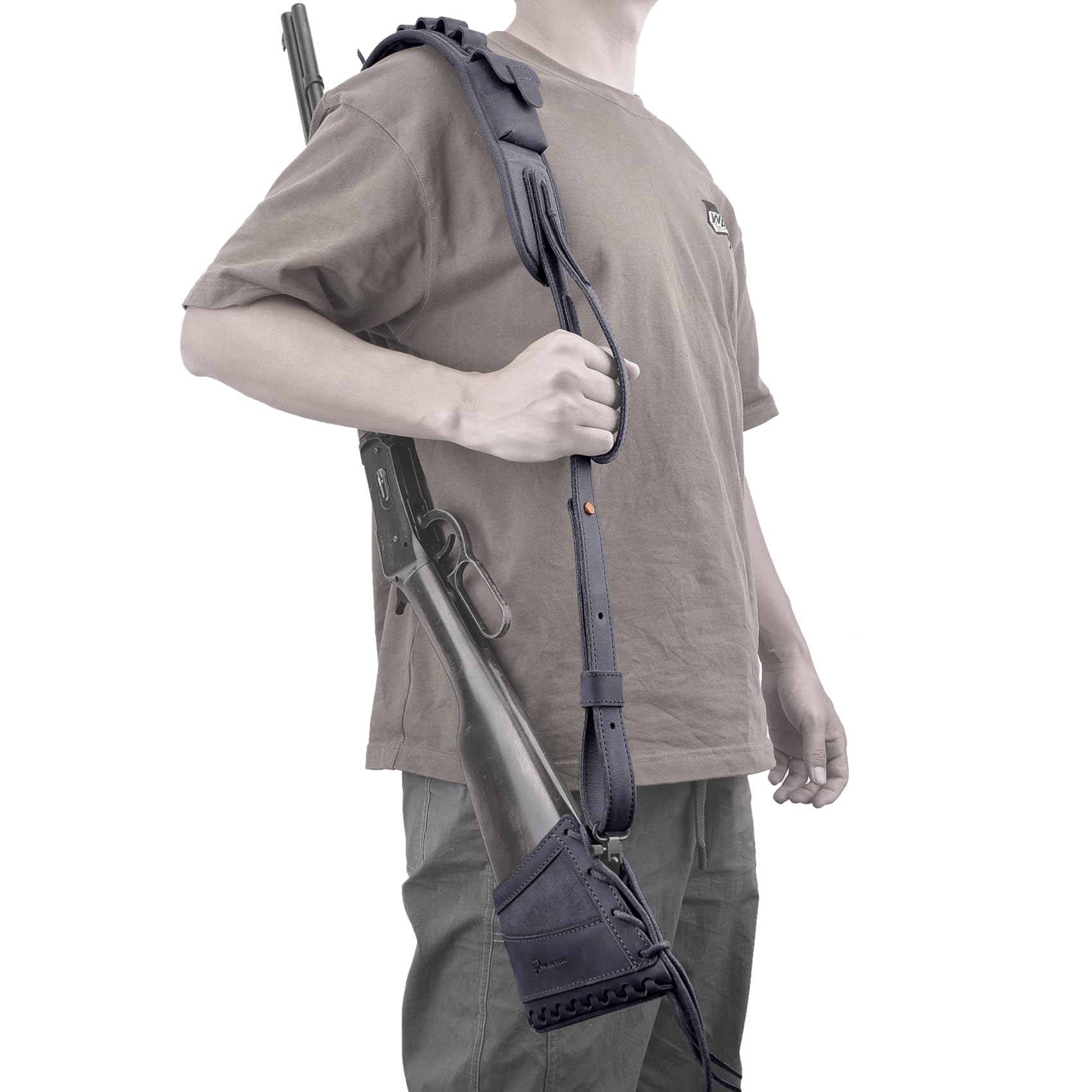 Handgefertigtes Leder Schrotflinte Recoil Pad mit Sling Shotshell Halter für 12GA 16GA 20GA