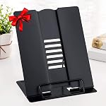 Large Desk Book Stand Metal Reading Rest Book Holder Angle Adjustable Stand Document Holder Portable Sturdy Lightweight Bookstands-Textbooks Tablet Music Books Cook Recipe (Black)