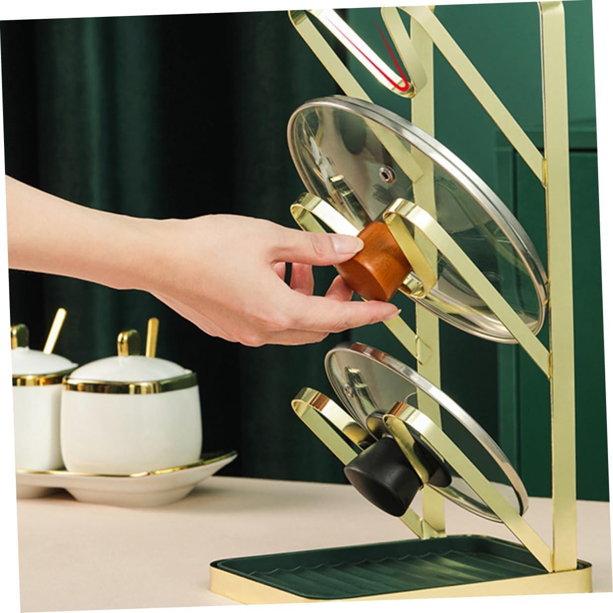 Pot Lid Storage Holder Kitchen Rack Organizer with Multi-layer Design Space-saving Sturdy Rack for Home Cabinet and Countertop Storage