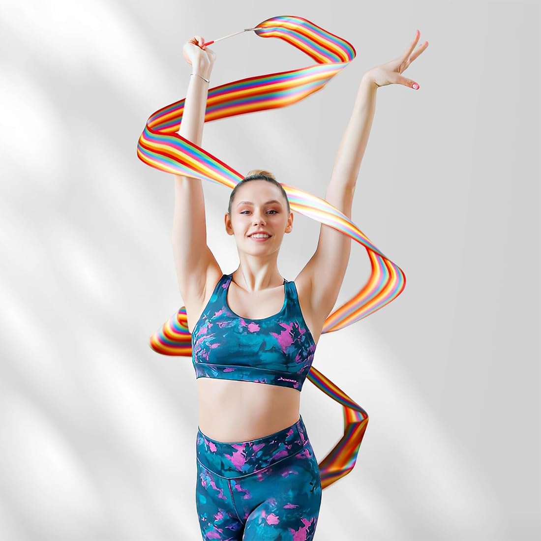 5 Pezzi Nastro Ginnastica Ritmica,2M,Confezione Nastro Ginnastica Ritmica Bambina,Nastri di Ballo,Adatti per Allenamento di Danza Artistica,Spettacoli di Talenti