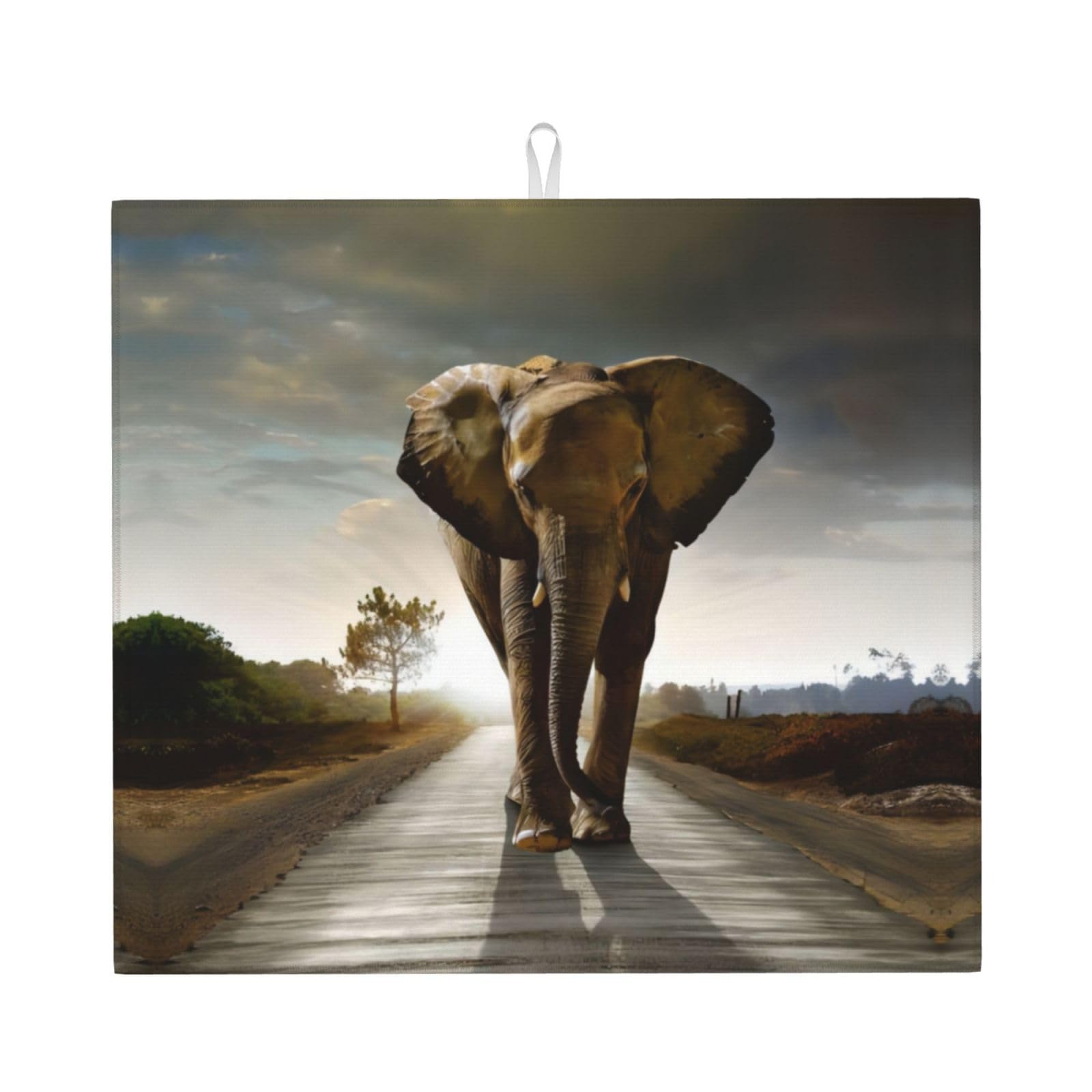 Yyhwhjde Black Elephant Prints Kitchen Drying Mat – Absorbent Dish Throw For Countertop, Non-Slip Layer With Vibrant Prints, Ideal For Housewarming