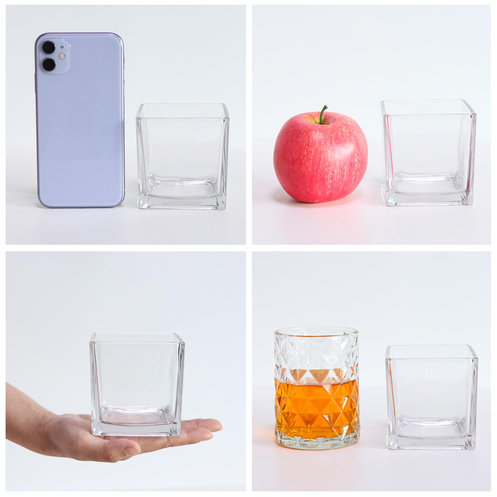 Amazon.com: Comrzor Set of 6 Square Glass Vases 3