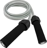 Weighted Jump Rope Workout (1LB) - Tangle-Free Ball Bearing Speed Skipping Rope for MMA Boxing Weight-loss Crossfit Fitness Home Exercise - Adjustable Rope Foam Handles for Men Women Cardio Training