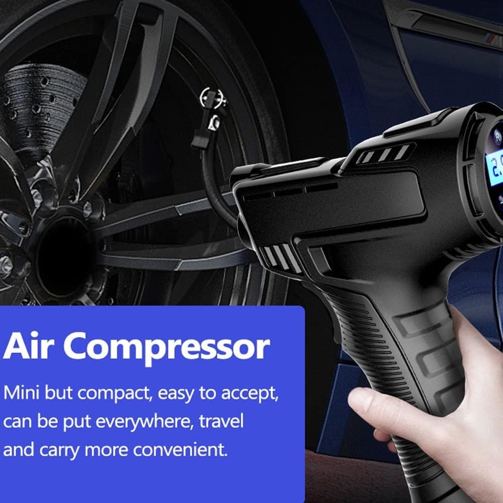 Compresor Aire Portatil 150PSI 120W - Inflador Ruedas Coche Recargable USB-C, con Pantalla LCD y Luz LED, Hinchador Electrico para Moto/Bicicleta/Balones y Etc