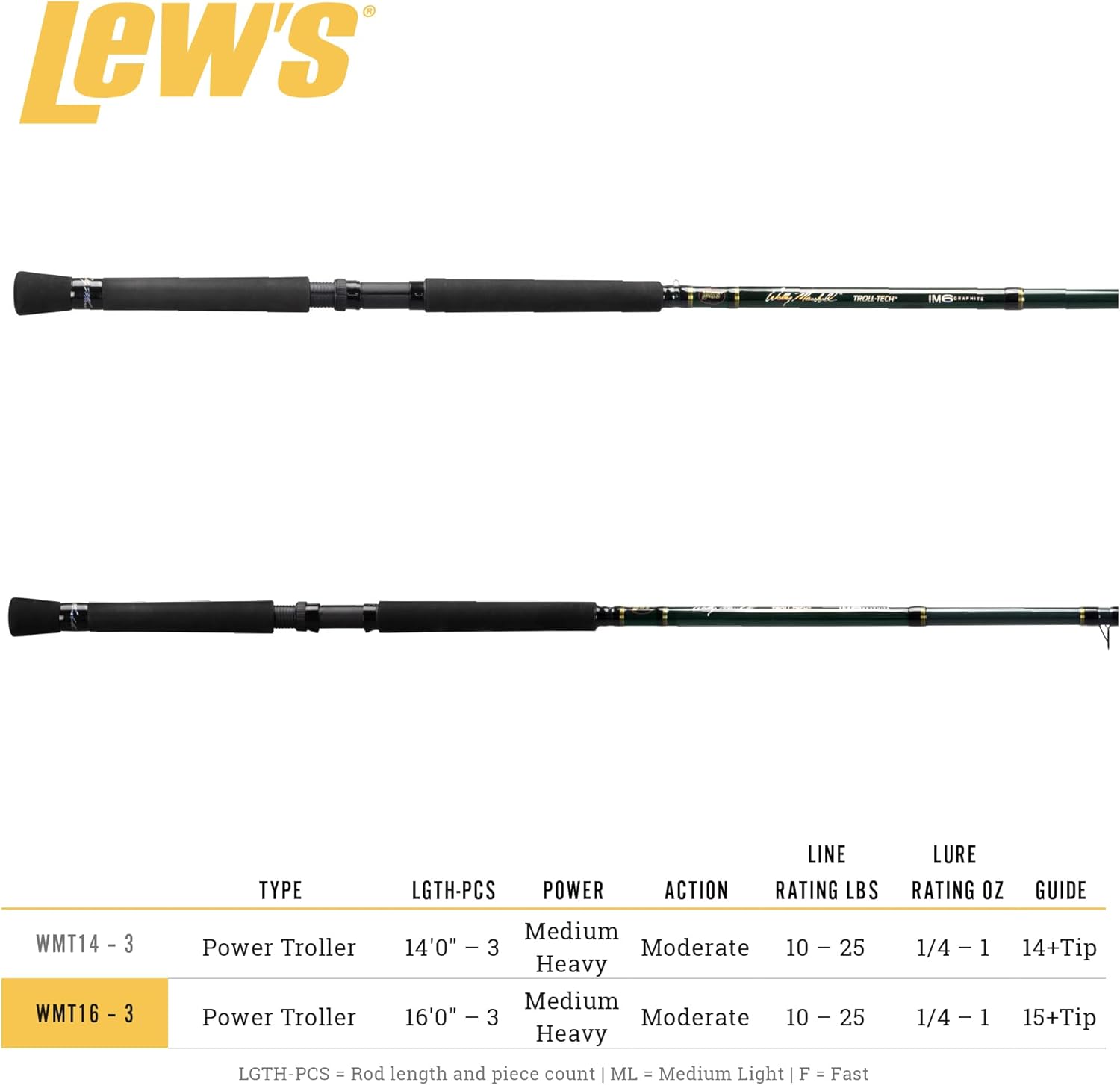 Lew's Wally Marshall Troll Tech 10'0" Medium Heavy 2-Piece Trolling Crappie Rod